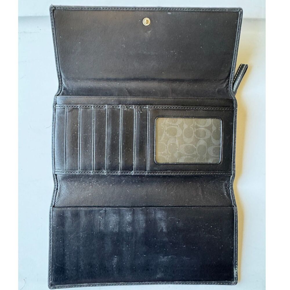 Coach Vintage Hampton Black Leather Trifold Wallet Y2K 1990s - Picture 3 of 10